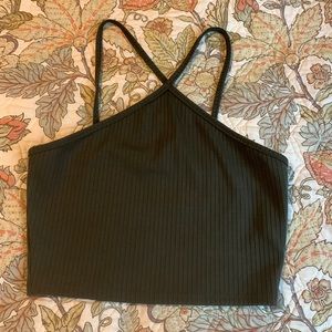 Green crop top shirt